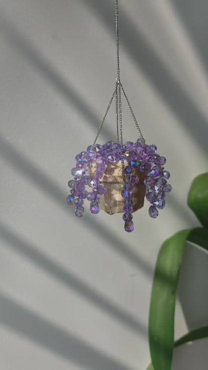 Mini Purple Beaded Plant Car Charm — DIY Kit or Finished Piece