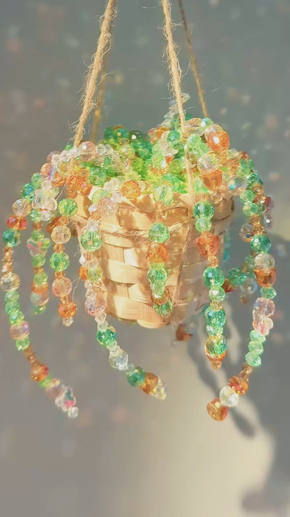 Sunlit Garden Beaded Hanging Plant – Colorful Suncatcher
